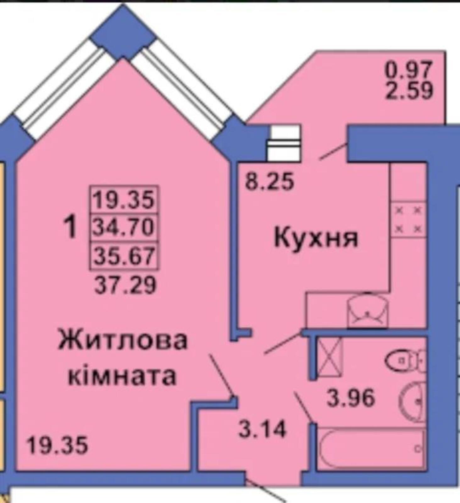 Продаж 1к квартири 40.5 кв. м на пл. Павленківська 3В код №212661695